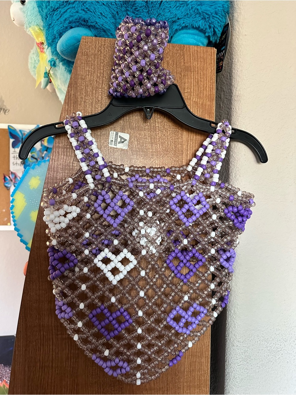Rave Kandi Matching Top/Cuff set Purple/White/Clear/Glitter
